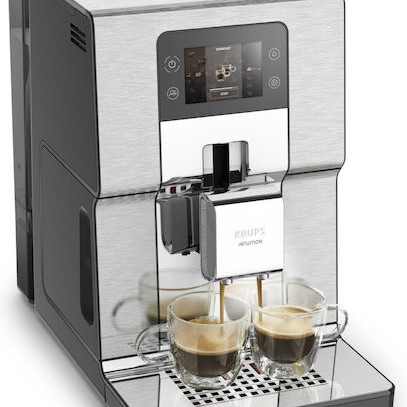 Krups Experience+ Αυτόματη Μηχανή Espresso 1550W Πίεσης 15bar με Μύλο Άλεσης Ασημί