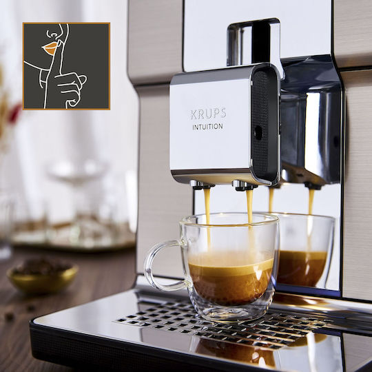 Krups Experience+ Αυτόματη Μηχανή Espresso 1550W Πίεσης 15bar με Μύλο Άλεσης Ασημί