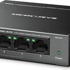 Mercusys MS105GP v1 Unmanaged L2 PoE+ Switch με 5 Θύρες Gigabit (1Gbps) Ethernet