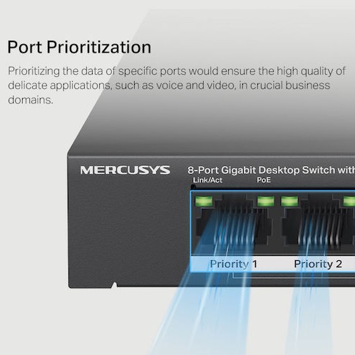 Mercusys MERMS108GP v1 Unmanaged L2 PoE+ Switch με 8 Θύρες Gigabit (1Gbps) Ethernet