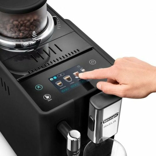 De'Longhi Rivelia Onyx Αυτόματη Μηχανή Espresso 1450W Πίεσης 19bar με Μύλο Άλεσης Μαύρη