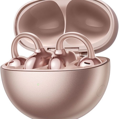 Huawei FreeClip Earbud Bluetooth Handsfree Ακουστικά με Αντοχή στον Ιδρώτα και Θήκη Φόρτισης Ροζ Χρυσά
