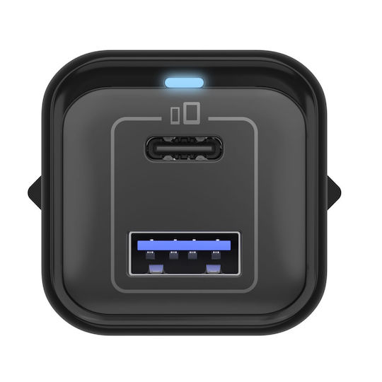 Icy Box Φορτιστής Χωρίς Καλώδιο GaN με Θύρα USB-A και Θύρα USB-C 20W Power Delivery Μαύρος (IB-PS1020-PD)