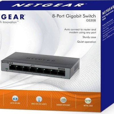 NetGear GS308 Unmanaged L2 Switch με 8 Θύρες Gigabit (1Gbps) Ethernet