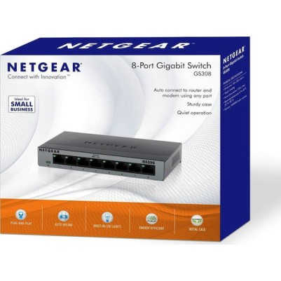 NetGear GS308 Unmanaged L2 Switch με 8 Θύρες Gigabit (1Gbps) Ethernet