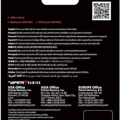 Patriot Pvp30 Duo Compact 1TB USB 3.2 SSD Stick με σύνδεση USB-A & USB-C Μαύρο