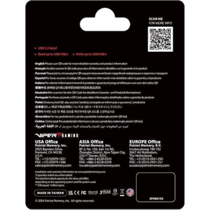 Patriot Pvp30 Duo Compact 2TB USB 3.2 SSD Stick με σύνδεση USB-A & USB-C Μαύρο