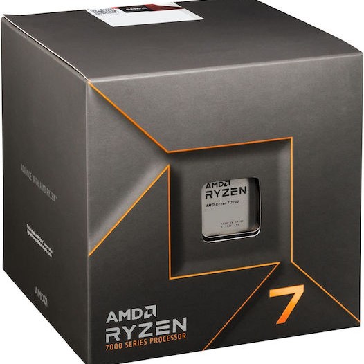 AMD Ryzen 7 7700 3.8GHz Επεξεργαστής 8 Πυρήνων για Socket AM5 σε Κουτί με Ψύκτρα