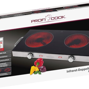 Profi Cook PC-DKP 1211 Επιτραπέζια Εστία Κεραμική Διπλή Μαύρη