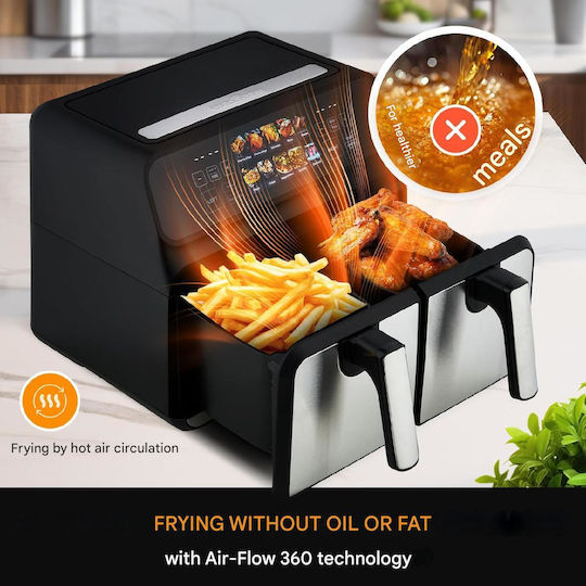 Profi Cook Air Fryer με Διπλό Αποσπώμενο Κάδο 8lt Μαύρο