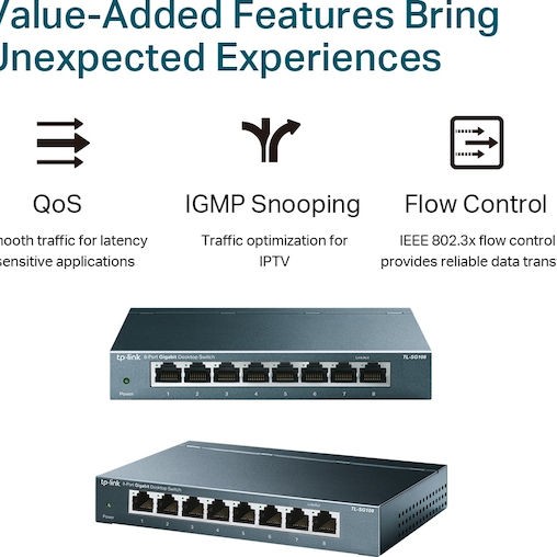TP-LINK TL-SG108 v6 Unmanaged L2 Switch με 8 Θύρες Ethernet