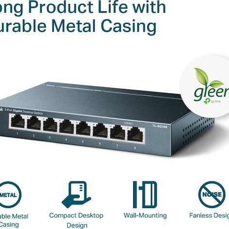 TP-LINK TL-SG108 v6 Unmanaged L2 Switch με 8 Θύρες Ethernet