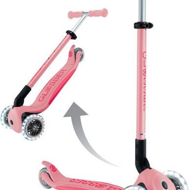 Globber Παιδικό Πατίνι Αναδιπλούμενο Primo Plus Lights Τρίτροχο Ροζ