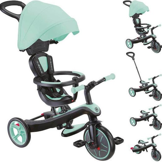 Globber Παιδικό Τρίκυκλο Ποδήλατο Μετατρεπόμενο, με Χειρολαβή Γονέα & Σκίαστρο Mint Green