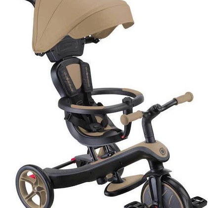 Globber Παιδικό Τρίκυκλο Ποδήλατο Μετατρεπόμενο, με Χειρολαβή Γονέα & Σκίαστρο Μπεζ