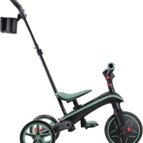 Globber Παιδικό Τρίκυκλο Ποδήλατο Explorer Trike 4 In 1 Πτυσσόμενο, Μετατρεπόμενο με Χειρολαβή Γονέα & Σκίαστρο για 10+ Μηνών Olive