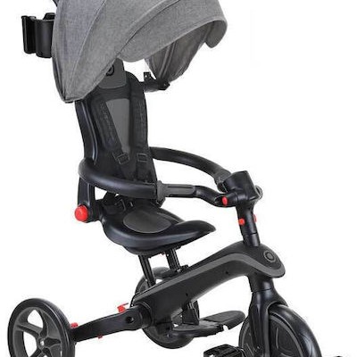 Globber Παιδικό Τρίκυκλο Ποδήλατο Πτυσσόμενο, Μετατρεπόμενο με Χειρολαβή Γονέα & Σκίαστρο Explorer Trike 4 In 1 για 10+ Μηνών Γκρι
