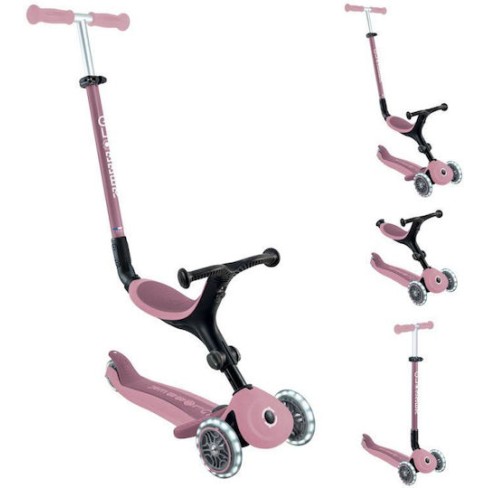 Globber Παιδικό Πατίνι Αναδιπλούμενο Go Up Active Lights Ecologic Τρίτροχο με Κάθισμα για 15 Μηνών Ροζ