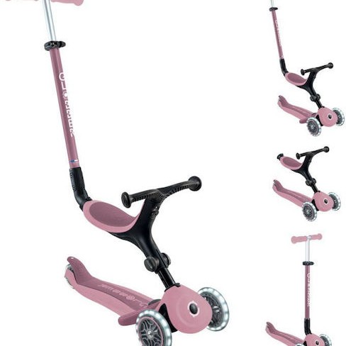 Globber Παιδικό Πατίνι Αναδιπλούμενο Go Up Active Lights Ecologic Τρίτροχο με Κάθισμα για 15 Μηνών Ροζ