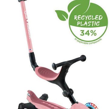 Globber Παιδικό Πατίνι Αναδιπλούμενο Go Up Active Lights 360° Τρίτροχο με Κάθισμα Pastel Pink