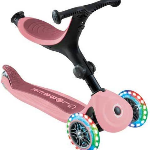 Globber Παιδικό Πατίνι Αναδιπλούμενο Go Up Active Lights 360° Τρίτροχο με Κάθισμα Pastel Pink