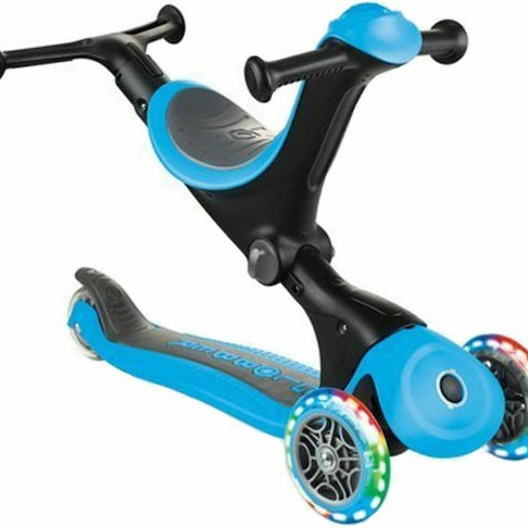 Globber Παιδικό Πατίνι Αναδιπλούμενο Go-Up Deluxe Lights Τρίτροχο με Κάθισμα για 3+ Ετών Μπλε