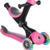 Globber Παιδικό Πατίνι Αναδιπλούμενο Go.Up Deluxe Fantasy Lights Τρίτροχο με Κάθισμα για 3+ Ετών Ροζ