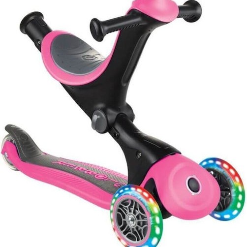 Globber Παιδικό Πατίνι Αναδιπλούμενο Go.Up Deluxe Fantasy Lights Τρίτροχο με Κάθισμα για 3+ Ετών Ροζ