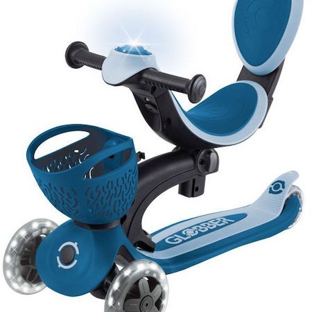 Globber Παιδικό Πατίνι Αναδιπλούμενο Go.Up Baby Lights 360 Τρίτροχο με Κάθισμα για 15+ Μηνών Dark Blue