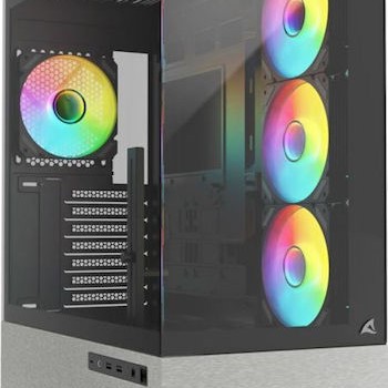 Sharkoon AK7 ARGB Gaming Midi Tower Κουτί Υπολογιστή με Πλαϊνό Παράθυρο Μαύρο