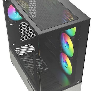 Sharkoon AK7 ARGB Gaming Midi Tower Κουτί Υπολογιστή με Πλαϊνό Παράθυρο Μαύρο