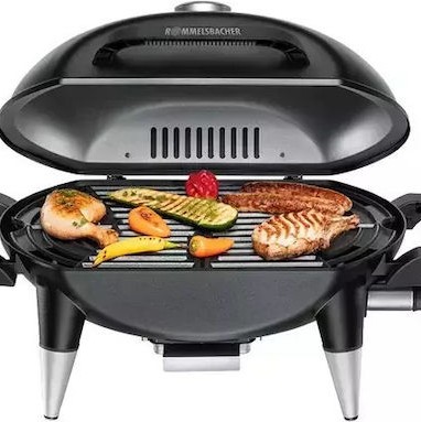 Rommelsbacher Επιτραπέζια Ηλεκτρική Ψησταριά Σχάρας 2200W με Καπάκι και Ρυθμιζόμενο Θερμοστάτη