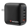 Verbatim Φορτιστής Χωρίς Καλώδιο GaN με Θύρα USB-A και 3 Θύρες USB-C 100W Power Delivery / Quick Charge 3.0 Μαύρος (Mini)
