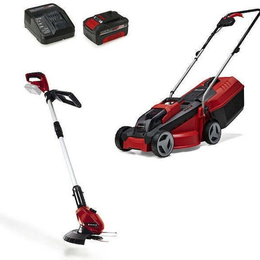 Einhell Σετ Μηχανή Γκαζόν & Χλοοκοπτικό 18V με 1 Μπαταρία 4Ah