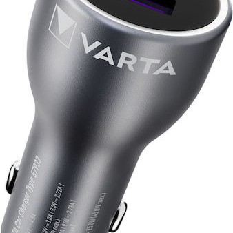 Varta Φορτιστής Αυτοκινήτου 45W με Θύρες: 1xUSB 1xType-C