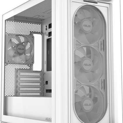 Asus A23 Plus Gaming Midi Tower Κουτί Υπολογιστή με Πλαϊνό Παράθυρο και RGB Φωτισμό Λευκό