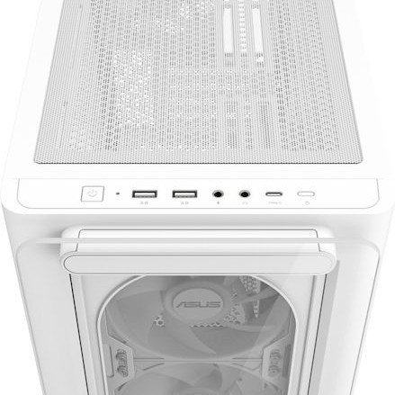 Asus A23 Plus Gaming Midi Tower Κουτί Υπολογιστή με Πλαϊνό Παράθυρο και RGB Φωτισμό Λευκό