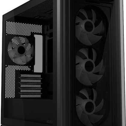 Asus A23 Plus Gaming Midi Tower Κουτί Υπολογιστή με Πλαϊνό Παράθυρο και RGB Φωτισμό Μαύρο