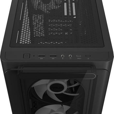 Asus A23 Plus Gaming Midi Tower Κουτί Υπολογιστή με Πλαϊνό Παράθυρο και RGB Φωτισμό Μαύρο