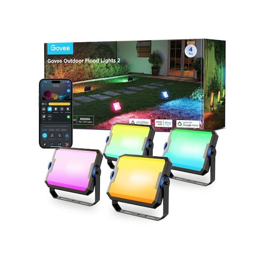 Govee Φωτιστικό Προβολάκι LED Εξωτερικού Χώρου 24W RGBW IP66 Μαύρο