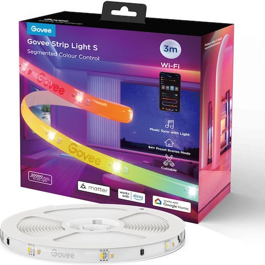 Govee Smart Ταινία LED Wi-Fi 24V RGB Φως 3m με Τροφοδοτικό