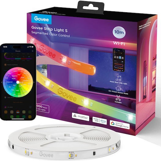 Govee Smart Ταινία LED Wi-Fi RGB Φως 10m με Τροφοδοτικό