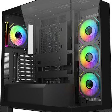 FSP/Fortron M540 Gaming Midi Tower Κουτί Υπολογιστή με Πλαϊνό Παράθυρο και RGB Φωτισμό Μαύρο