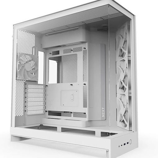 NZXT H9 Flow Gaming Midi Tower Κουτί Υπολογιστή με Πλαϊνό Παράθυρο Λευκό