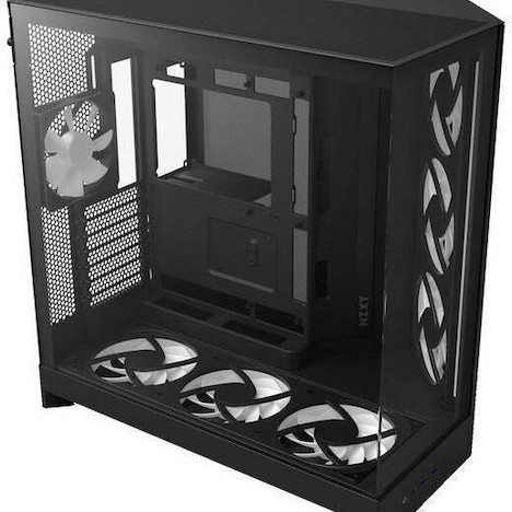 NZXT H9 Flow RGB+ Gaming Midi Tower Κουτί Υπολογιστή με Πλαϊνό Παράθυρο Μαύρο Ματ