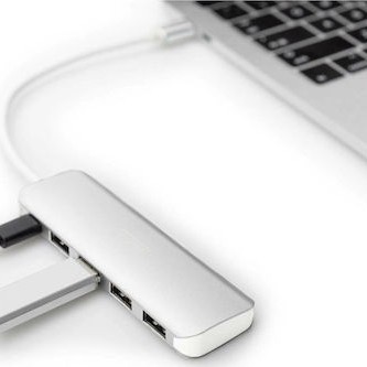 Digitus USB 3.0 Hub 5 Θυρών με σύνδεση USB-C & Θύρα Φόρτισης Ασημί