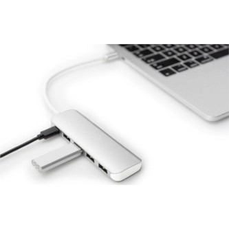 Digitus USB 3.0 Hub 5 Θυρών με σύνδεση USB-C & Θύρα Φόρτισης Ασημί