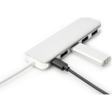 Digitus USB 3.0 Hub 5 Θυρών με σύνδεση USB-C & Θύρα Φόρτισης Ασημί