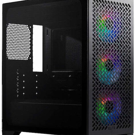CoolerMaster Elite 302 Gaming Midi Tower Κουτί Υπολογιστή με Πλαϊνό Παράθυρο και ARGB Φωτισμό Μαύρο