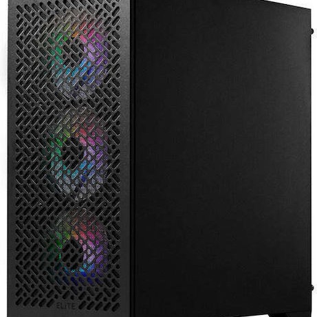 CoolerMaster Elite 302 Gaming Midi Tower Κουτί Υπολογιστή με Πλαϊνό Παράθυρο και ARGB Φωτισμό Μαύρο
